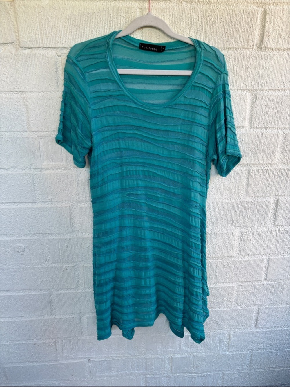 Cut Loose Teal Short Sleeve Stretch Mini Dress sz S